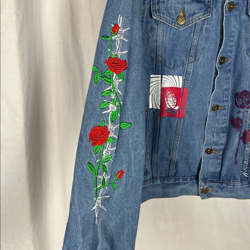 Brooklyn Cloth Blessed Rose Button Up Denim Jacket - Picture 2 of 8